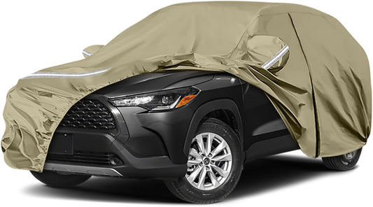 Waterproof Car Covers Replace for 2019-2025 Toyota Corolla Cross, Multilayer Heavy Duty with Cotton Liner All Weather Car Cover with Zipper Door, Windproof Bands for Snow Rain Dust Protection