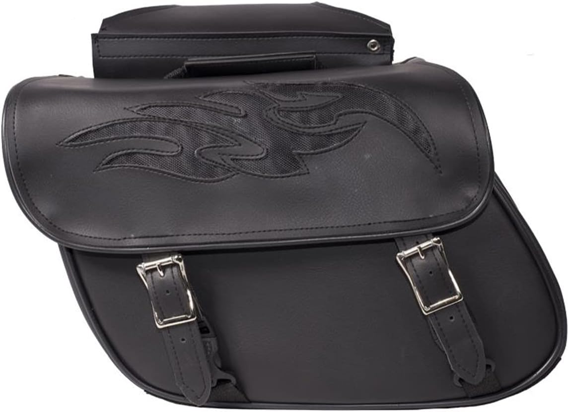 GARGOYLE BELLS Motorcycle Saddle Bags Leather Motorcycle Luggage Bag with Gun Holsters For Softails Sportsters and Choppers Waterproof Luggage Bags For Motorcycle