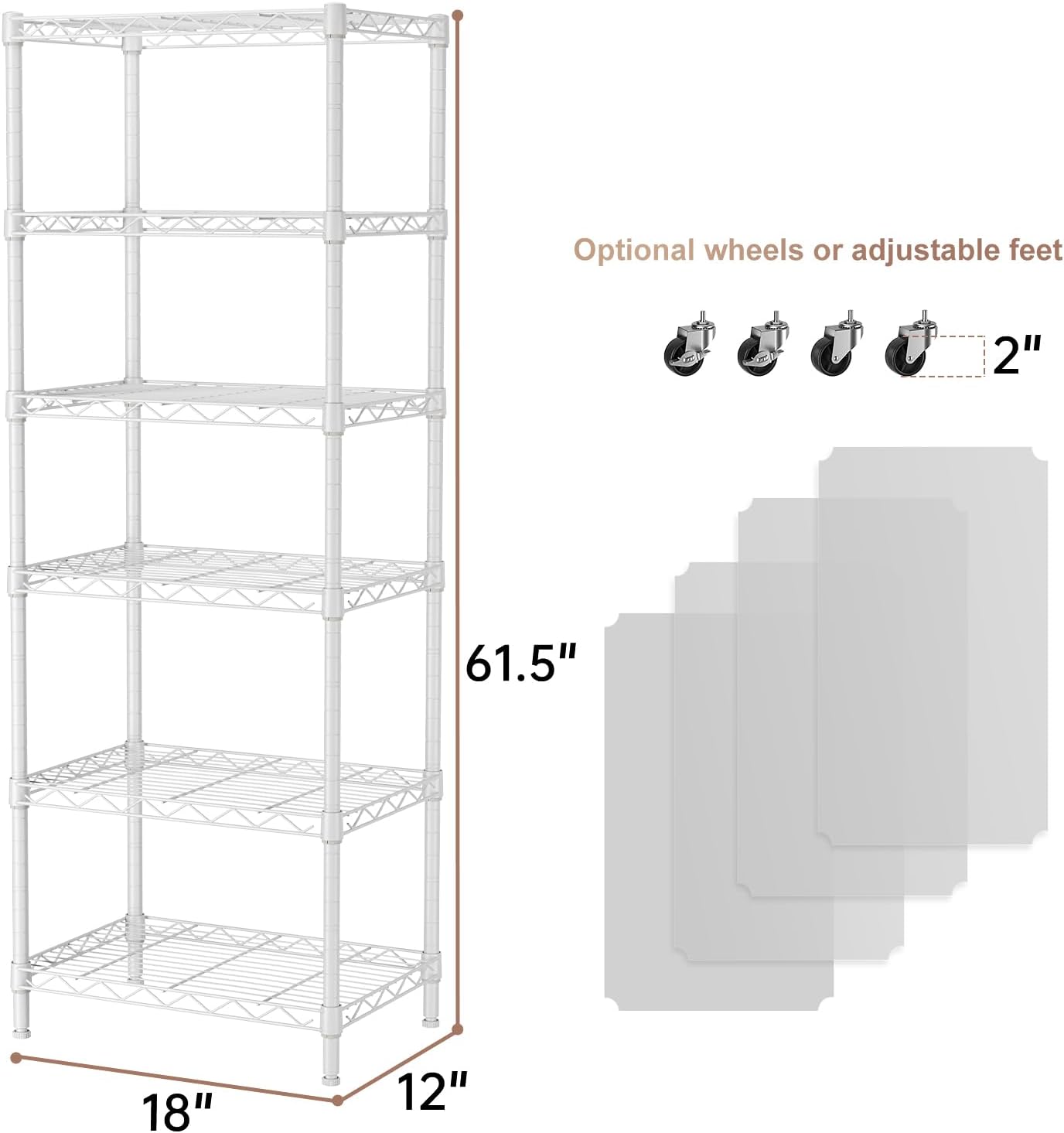 SINGAYE 6 Small Wire Shelves Kitchen Pantry Close Home Organizers and Storage Bathroom Shelf Laundry Room Organization Adjustable Book Metal Garage Shelving Unit