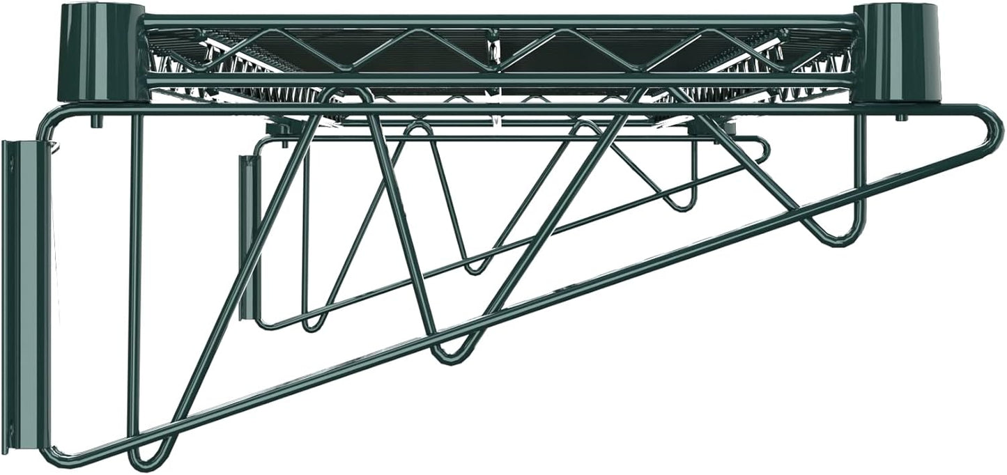 14" x 36" Green Epoxy Wire Wall Mount Shelf