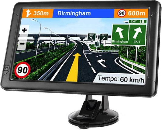 GPS Navigation for Car （9 Inch） Slimline Touch Screen Real Voice Direction ，USA Edition 2025 (Free Lifetime Updates) Turn-by-Turn Voice and Lane Guidance, Speed and Red Light Warning (American Brand)