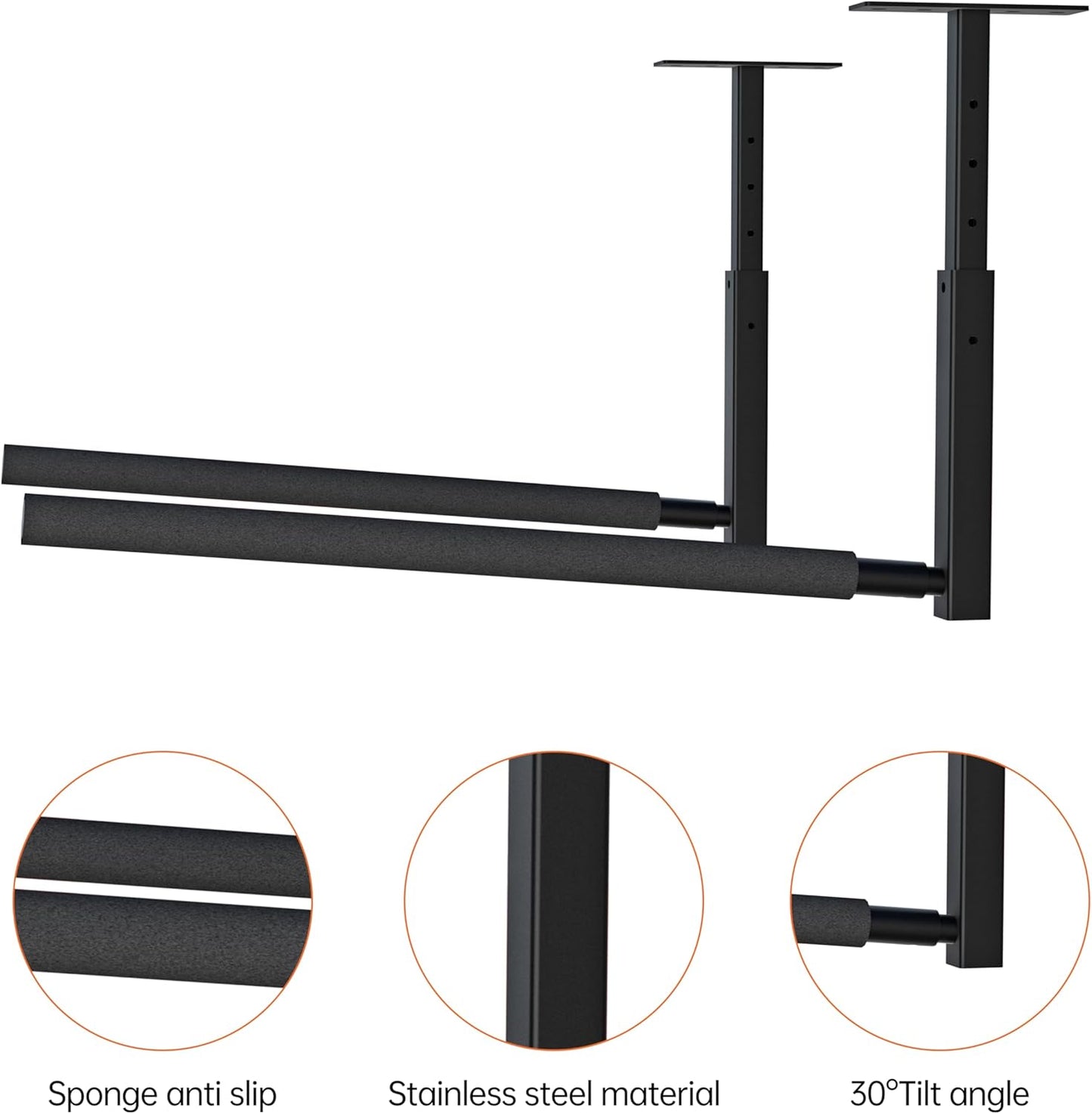 Adjustable Ladder Ceiling Rack, Kayak Overhead Garage Storage Rack, Garage Ceiling Storage for Kayak, Ladder, Surfboard, Snowboar Overhead Hanger, Holds 150 lbs, Black