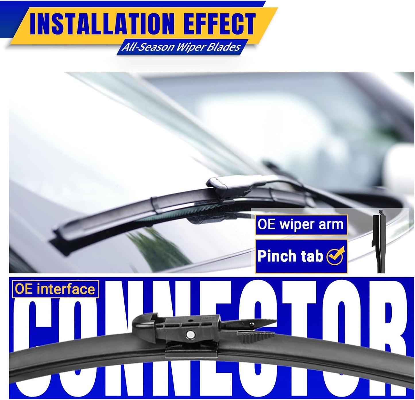 2 wipers Replacement for Toyota Tundra 2007-2020 Toyota Sequoia 2008-2020, Windshield Wiper Blades Original Equipment Replacement - 26"/23" (Set of 2) Pinch Tab