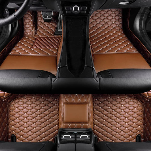 Custom Colors Car Floor Mats Black Pink for 99.9% Sedan SUV Sports， All-Weather Liners Car Floor mat，Luxury Leather Automotive Floor Mats (Light Brown,3D Floor Mats)