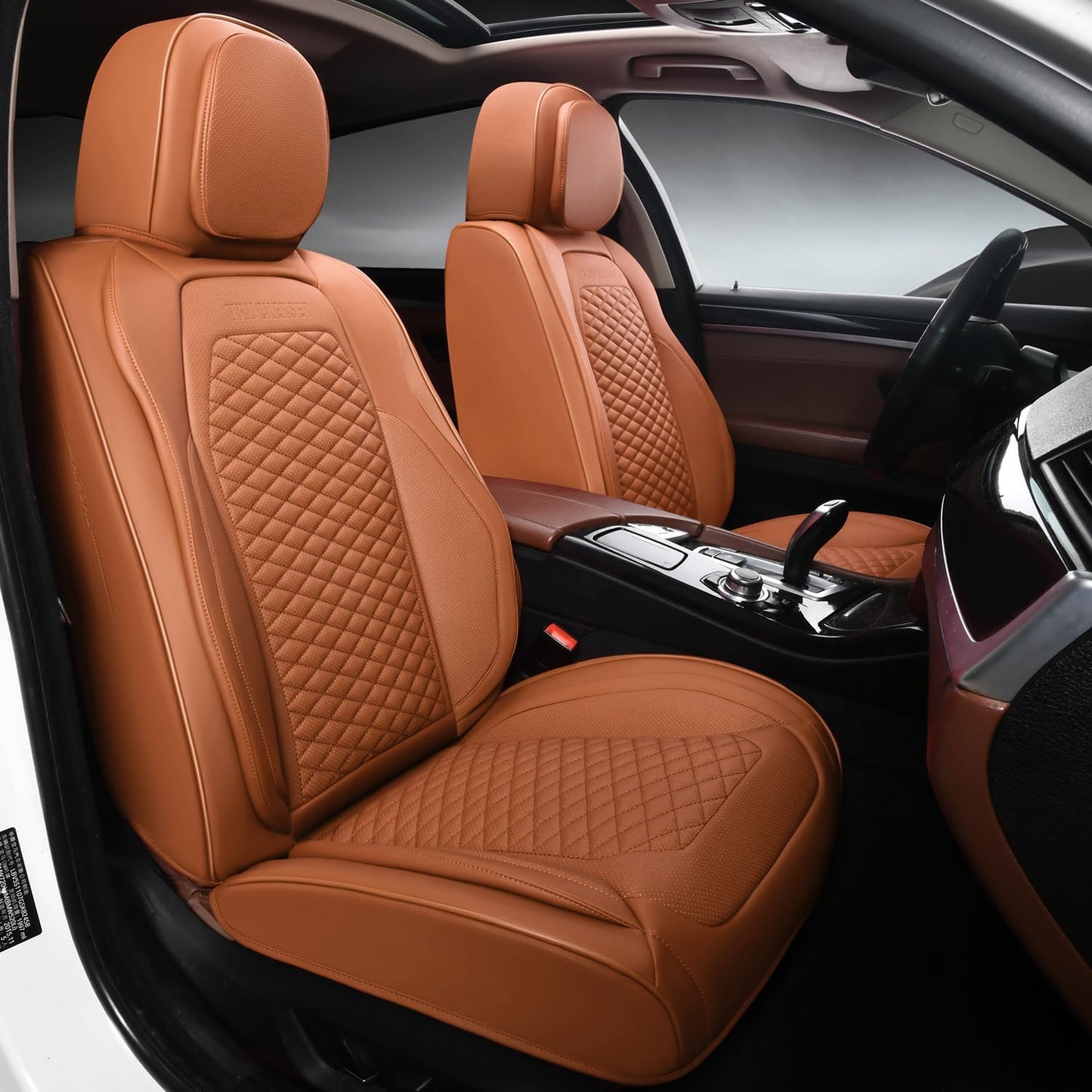 2 Packs Car Seat Covers Leather Car Seat Covers Universal Seat Covers for Car, SUV,Truck (Brown)