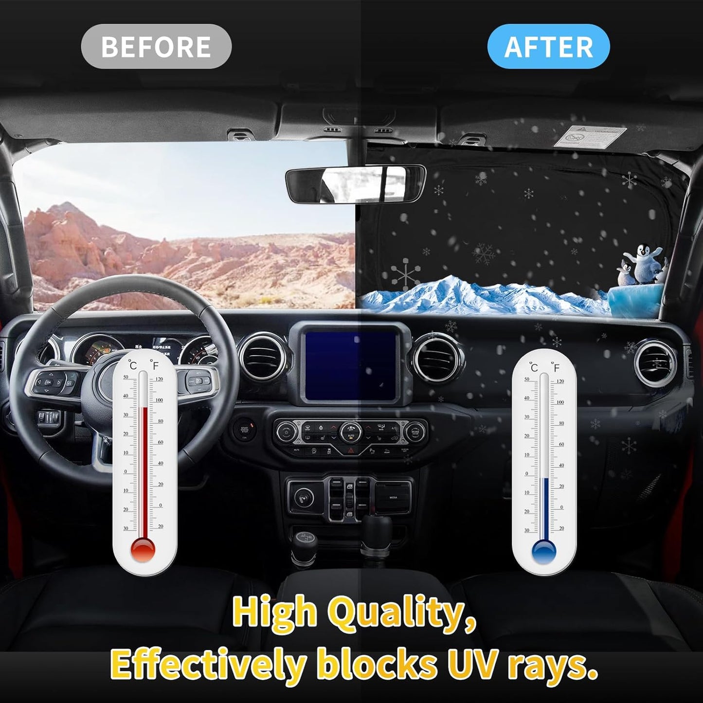 for 2025 Toyota RAV4 Sun Shade Sunshade Windshield Cover 4-Layers Front Window Shade for RAV-4 2019-2024 2025 Custom Fit Sun Visor - 240T Retractable Shade Blocks UV Rays Car Accessories