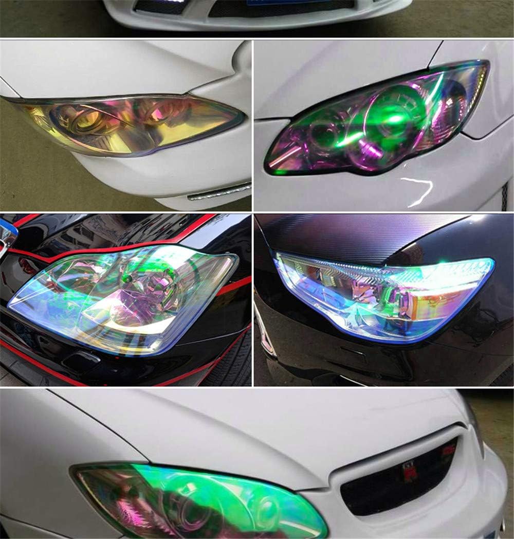 LED LIGHT 12 by 48 inches Self Adhesive Shiny Chameleon Headlights Tail Lights Fog Lights Films,Film Sheet Sticker,Tint Vinyl Film with Gift Knife and Hand Tool (Red)