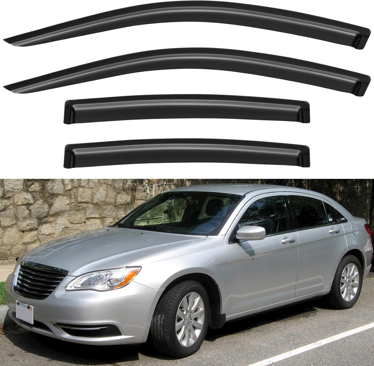 Window Visors Rain Guards for 2011 2012 2013 2014 Chrysler 200, Out-Channel Window Vent Wind Deflectors Visors Shades for 2007-2010 Chrysler Sebring