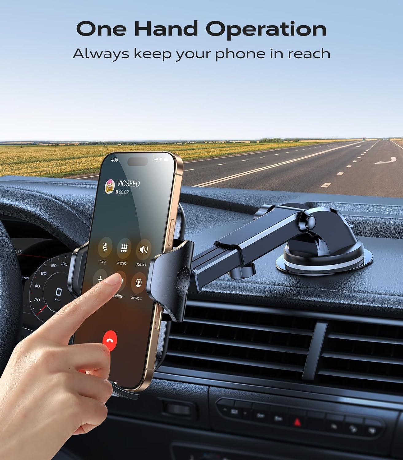 VICSEED [True Strongest Suction] [Rally Racing-Grade Stability] Phone Holders for Your Car 2025 Upgraded Car Phone Holder Mount Truck Stand Cradle for iPhone Samsung All Phones, Yellow