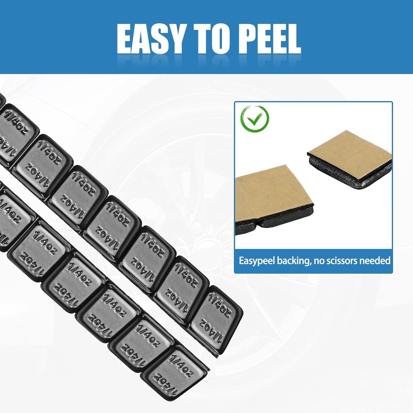 1/4 Oz Black Adhesive Backed Wheel Weights, Stick on Wheel Weights for Cars, Trucks, SUVs, Motorcycles, Low Profile (72 Oz Pack)