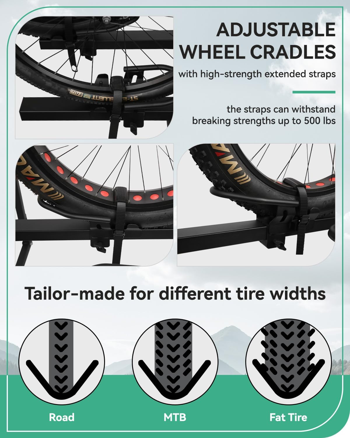 Ebike Racks for Tow Hitch with Lock, 2 Bike Rack for Car Truck SUV RV Trailer, Hitch Bike Rack for Fat Tire, Mountain Bikes, Electric Bikes, EMTB and Standard Bicycles - 200 lbs Capacity