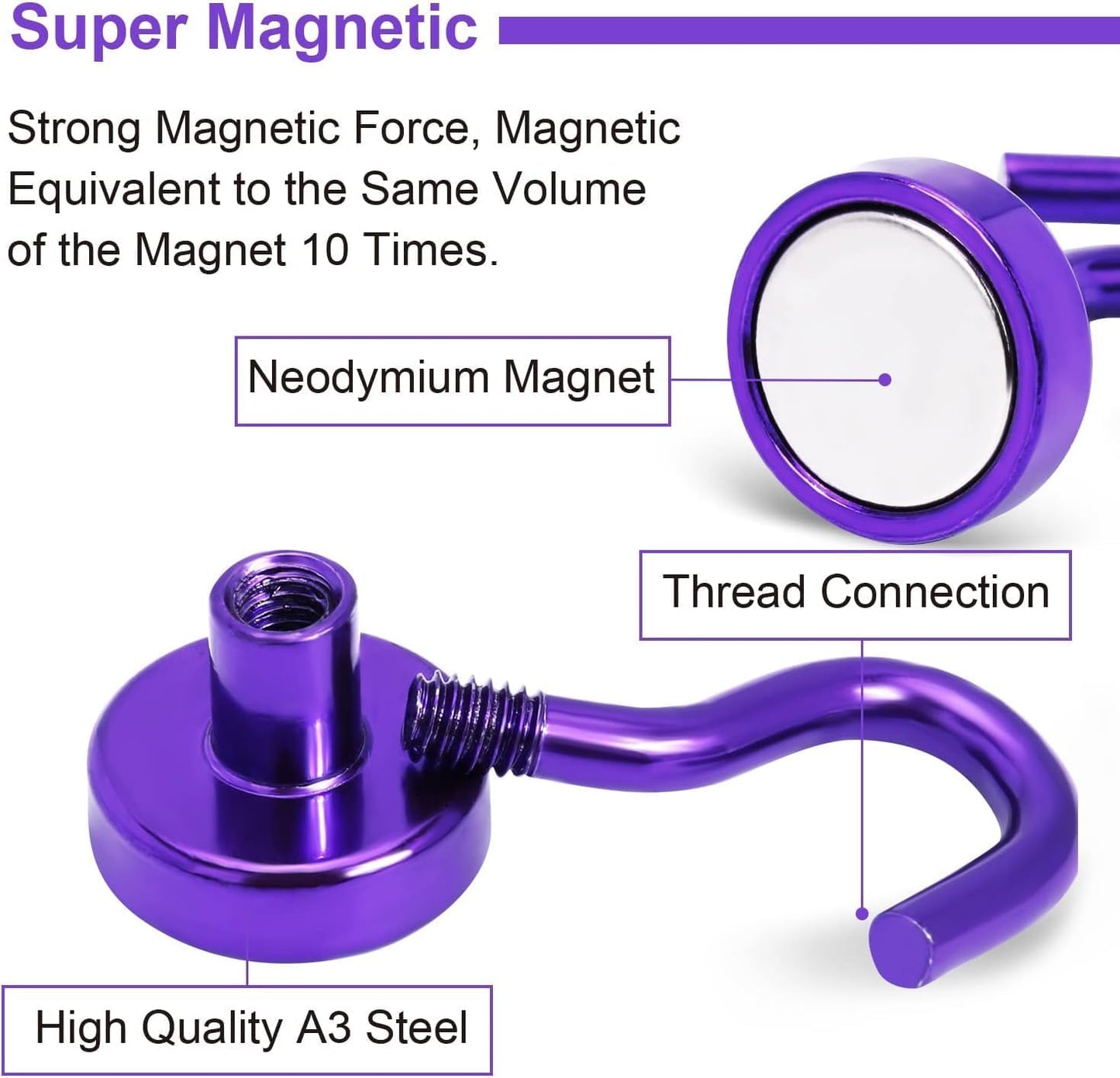 DIYMAG Magnetic Hooks, 30Lbs Strong Heavy Duty Cruise Magnet S-Hook for Classroom, Fridge, Hanging, Cabins, Grill, Kitchen, Garage, Workplace and Office Etc, (20 Pack-Purple)
