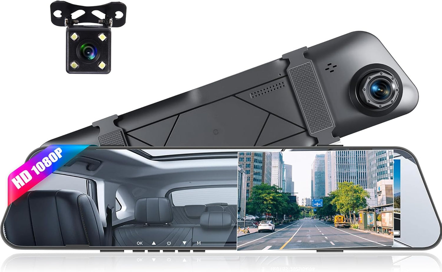 Mirror Dash Cam for Cars,4.5 Inch Rear View Mirror 1080P Front and Rear View Dual Cameras,Super Night Vision,Parking Assistance,24H Parking Monitor,Waterproof Backup Camera