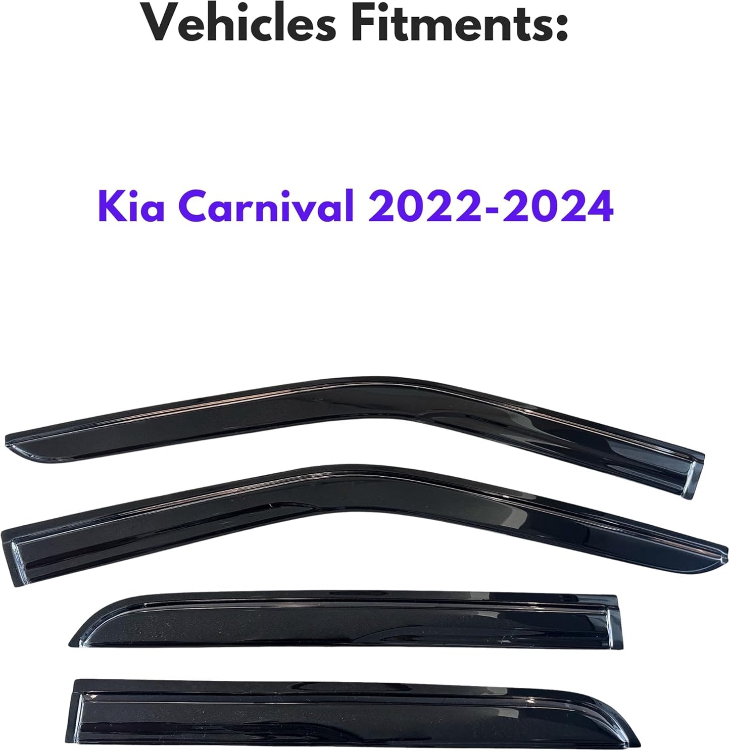 KPY Window Visor Compatible with Kia Carnival 2022-2024, 4PC Rain Guard Side Window Vent Deflectors Tape-On Mugen Style, 2022 2023 2024