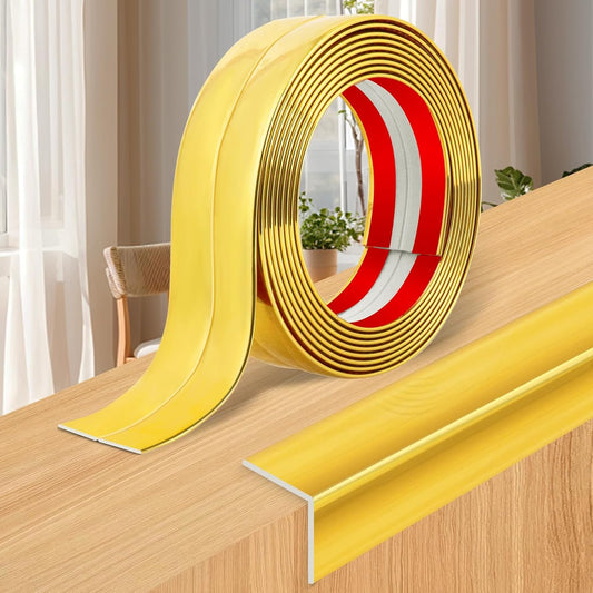 Wall Corner Protector Moulding Trim Peel and Stick Wall Corner Guards Trim Flexible Self Adhesive Edge Protector Moulding, 1.6 in x 40 Ft, Gold