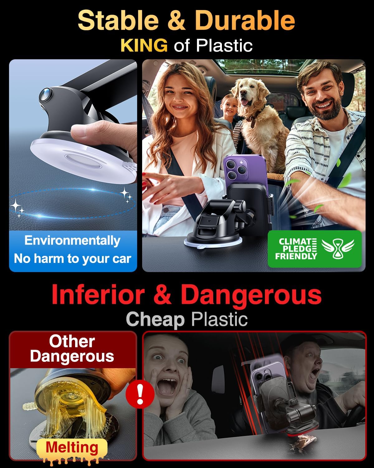 VANMASS 2025 True Upgraded Car Phone Holder, [85+ LBS Strongest Suction] Patent Safety Cell Phone Mount Windshield Dashboard Vent Truck Stand Cradle for iPhone 16 Pro Max 15 14 13 Android, Matt Blue