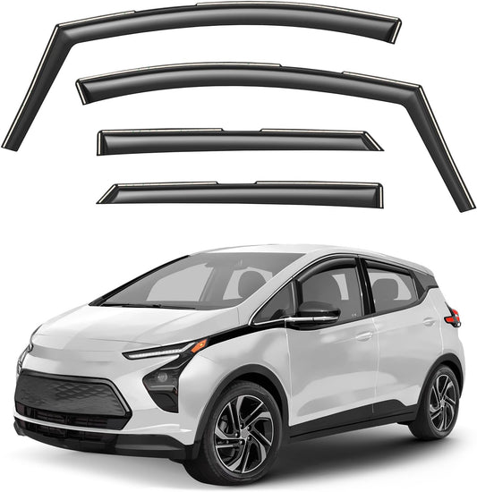 Window Deflectors Smoke Tinted in-Channel Side Window Vent Visor Deflectors Rain Guards Compatible with Chevrolet (Chevy) Bolt EV 2017-2023 - 4 pcs. GW0810