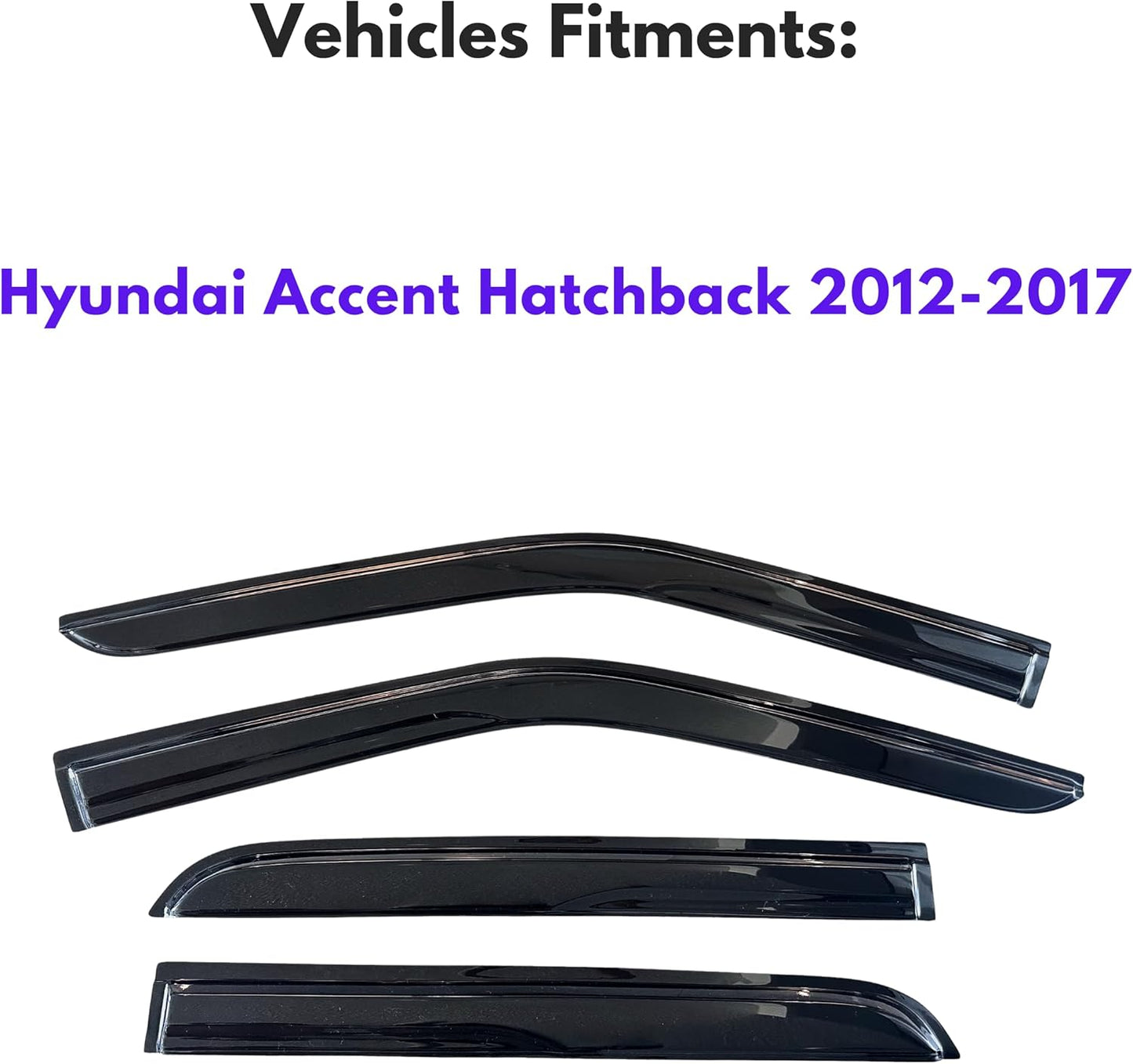 KPY Window Visor Compatible with Hyundai Accent Hatchback 2012-2017, 4PC Rain Guard Side Window Vent Deflectors Tape-On Mugen Style, 2012 2013 2014 2015 2016 2017