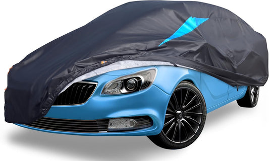 Car Cover Waterproof All Weather, 6 Layers Car Covers for Automobiles, Full Exterior Cover with Zipper, Outdoor Car Cover Sun UV Rain Snow Wind Protection for Sedan (196-210 inch)