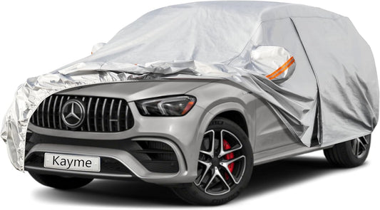 Kayme 6 Layers SUV Car Cover Custom Fit for Mercedes Benz GLE 350 450 (2015-2025) Waterproof All Weather for Automobiles, Outdoor Full Cover Rain Sun UV Protection.Silver