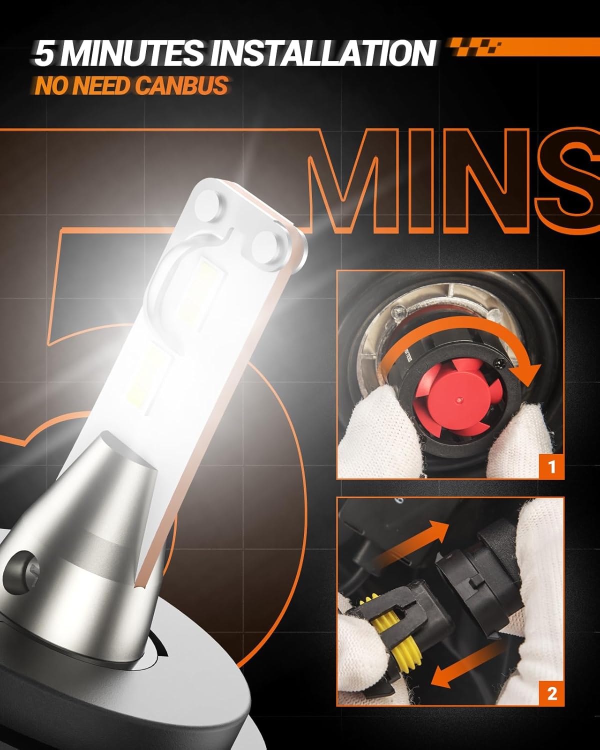 SEALIGHT H4/9003/HB2 Driving Light Bulbs, 36000LM Super Bright 9003 Dual Beam Bulbs, 6000K Cool White H4 Fog Lights, Plug-N-Play, Pack of 2