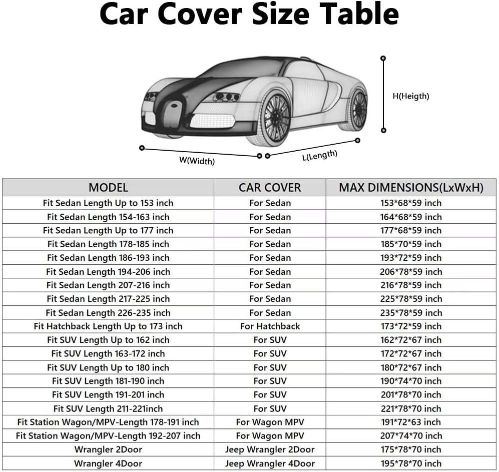 MORNYRAY Waterproof Car Cover All Weather Snowproof UV Protection Windproof Outdoor Full Truck Cover, Universal Fit for (All Black, Fit Truck Length 242-250 inch)