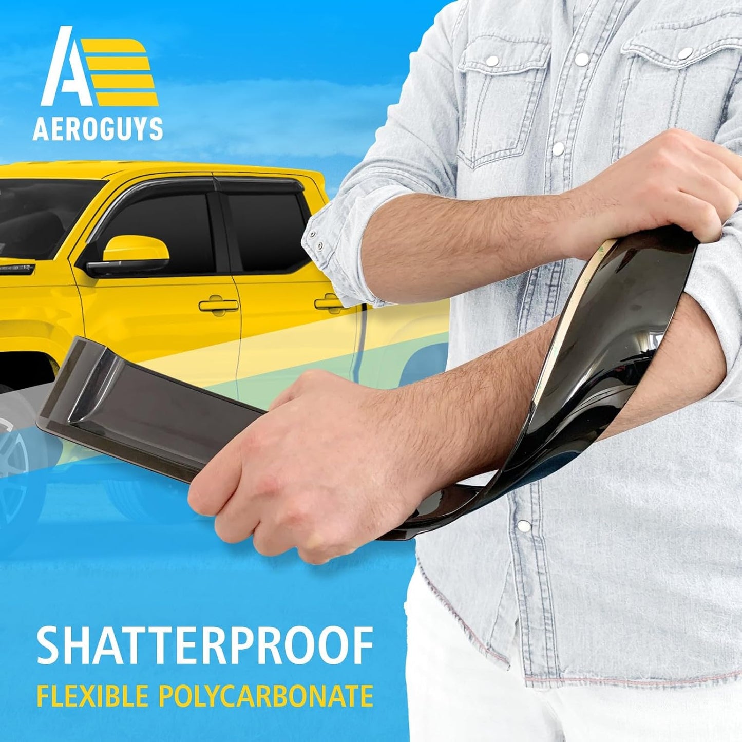 Extra Durable Window Deflectors Tape-On Window Visors Rain Guards Fit for Toyota Tacoma Double Cab 2024-2025, Sun Visors, Wind VentVisors, Window Vent Shades, Exterior Car Accessories - 2 pcs. AG0849