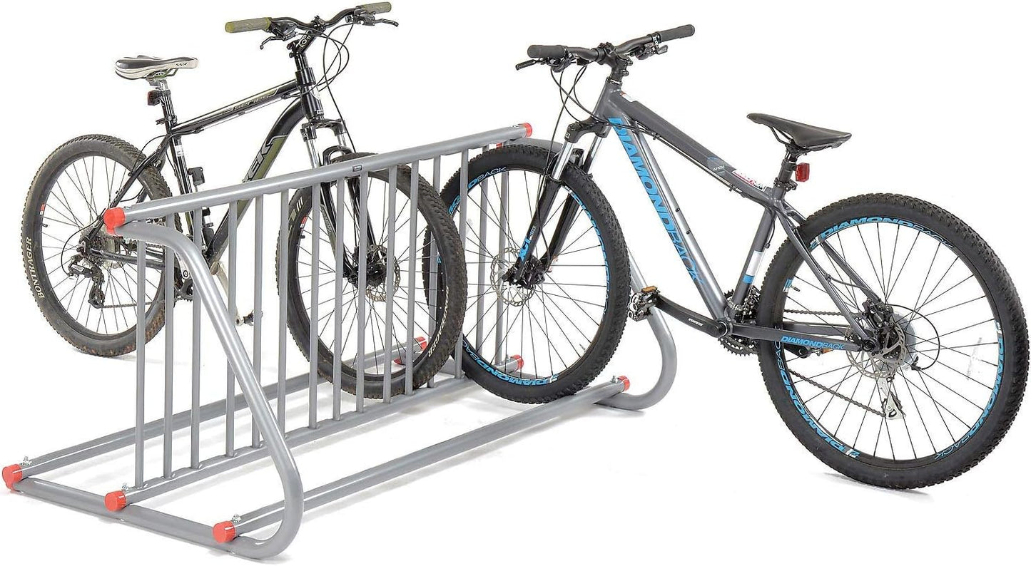 Global Industrial 59-3/4"L Grid Bike Rack, Double Sided, Powder Coated Steel, 10-Bike Capacity, Gray, Commercial Bike Rack for Stores, Parks and Schools