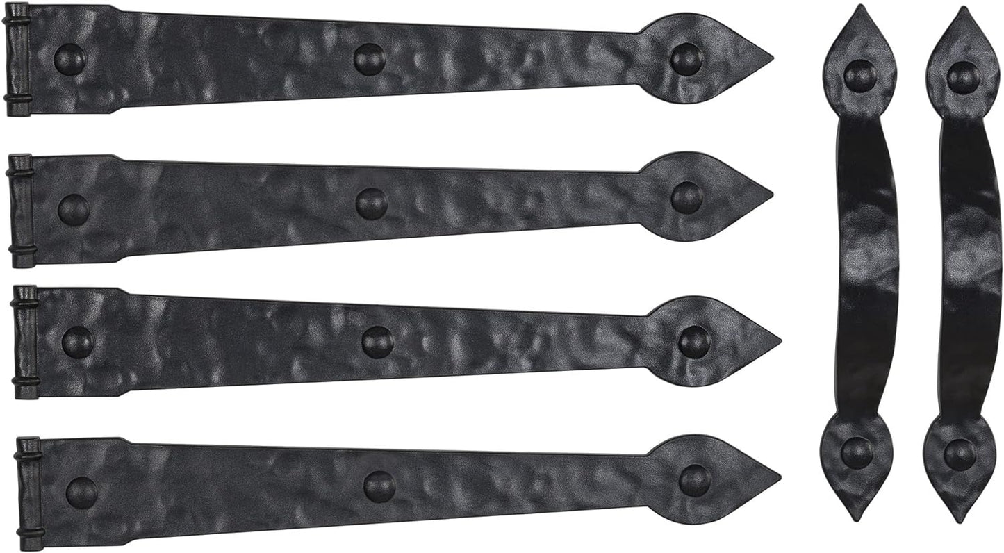 Household Essentials Hinge IT Premium Carriage House Handle & Hinge, Black Garage Door Magnet, 4 Hingle 2 Handles (Pack of 1)