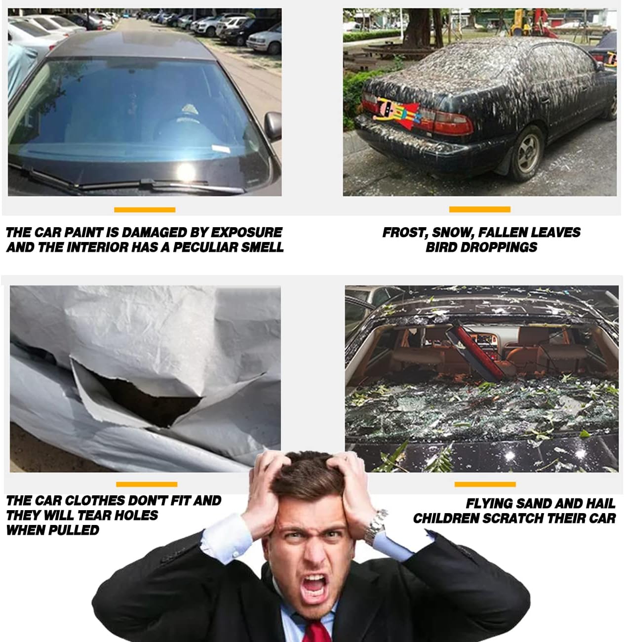 TUCAREST 6 Layers Full Car Cover for Sedan/Wagon/Coupe/Hatchback - Waterproof, Insulated, Anti-UV, Snow-Proof, Anti-Wind, All-Weather, Thickened Protection, up to 216 in