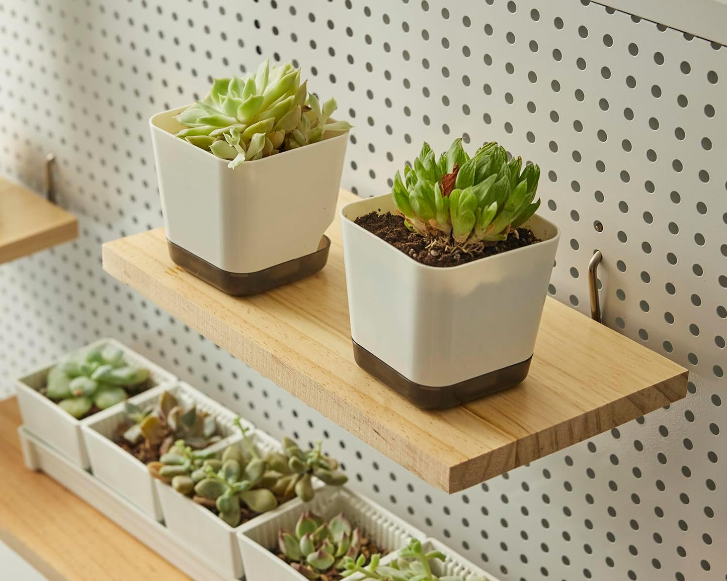 Shelves for PegBoard, Pine Wooden Pegboard Shelf Wall Organizer, Wooden Board for Walls Home, Garage Tool Storage, Office Organization, Kitchen, Craft Room,2 Pack