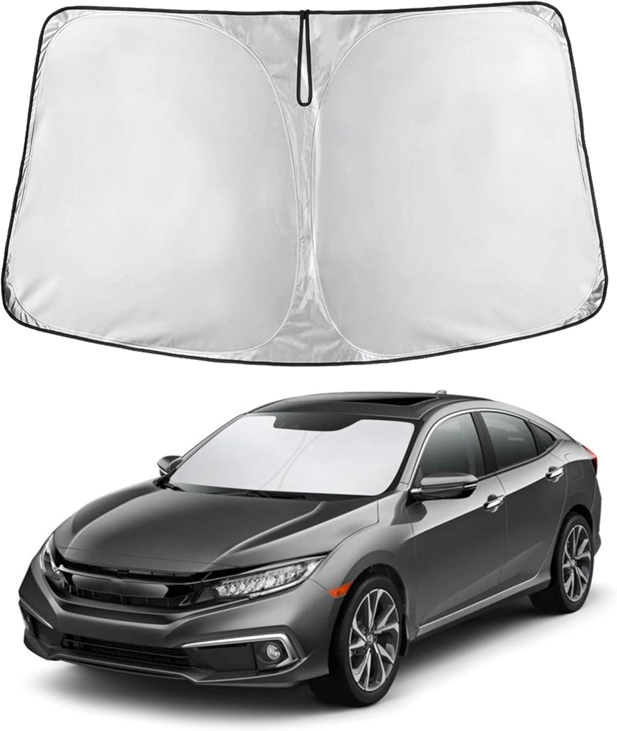 Econour Windshield Sun Shade for Honda Civic 2016-2021 Sunshade Foldable Window Sun Visor Protector Blocks UV Rays Keep Your Car Cooler