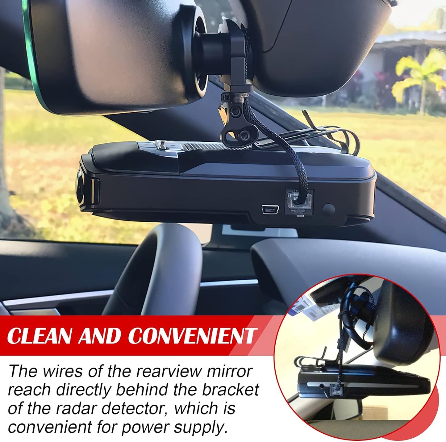 14" Upgraded Mirror Plug Wire Tap Radar Detector Hardwire Power Cord Kit for Escort Valentine One Uniden Beltronics, Mount RJ11 with Braided Set of 3