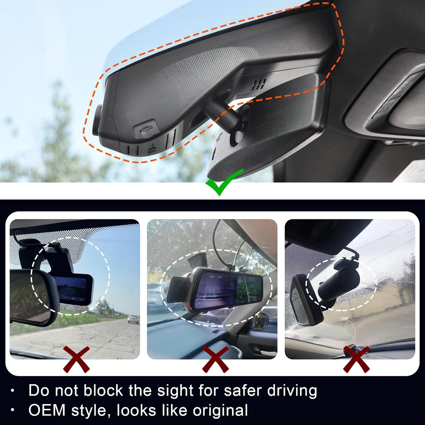 Front 4K & Rear 1080P Dash Cam Custom fit for GMC Yukon, Yukon XL 2021-2022 (Model B), SLE SLT AT4 Denali, Integrated OEM Look, UHD 2160P Video, G-Sensor, Loop Recording, 128GB Card