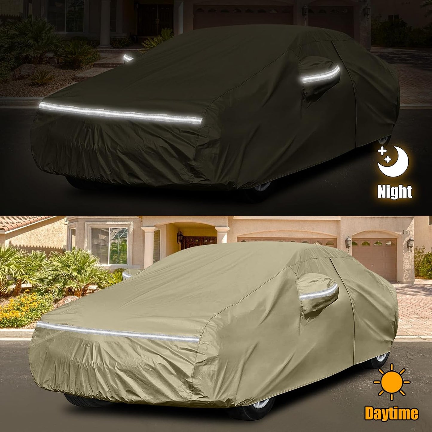 Waterproof Car Covers Replace for 2004-2025 Toyota Corolla Sedan, Multilayer Heavy Duty with Cotton Liner All Weather Car Cover with Zipper Door, Windproof Bands for Snow Rain Dust Protection