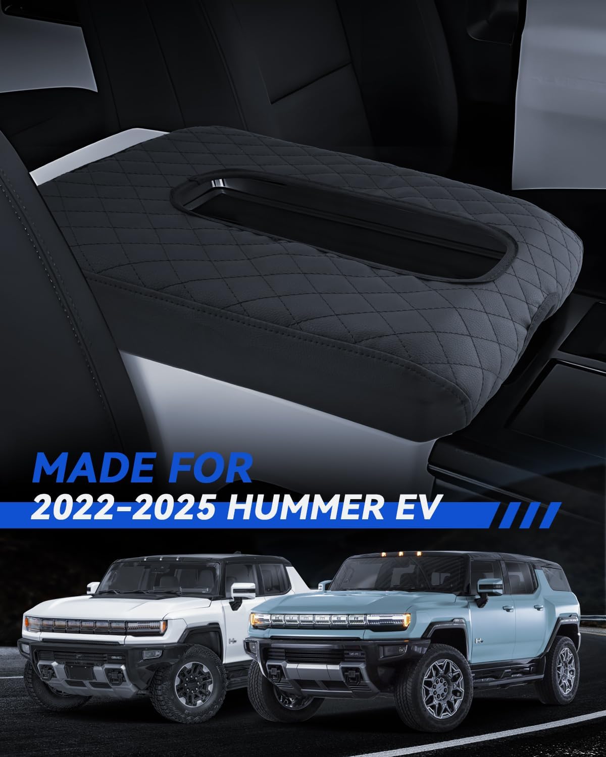 Armrest Cover for Hummer EV 2022 2023 2024 2025 Pickup/SUV Accessories Center Console Middle Lid Pad Protector for Car Elbow Rest