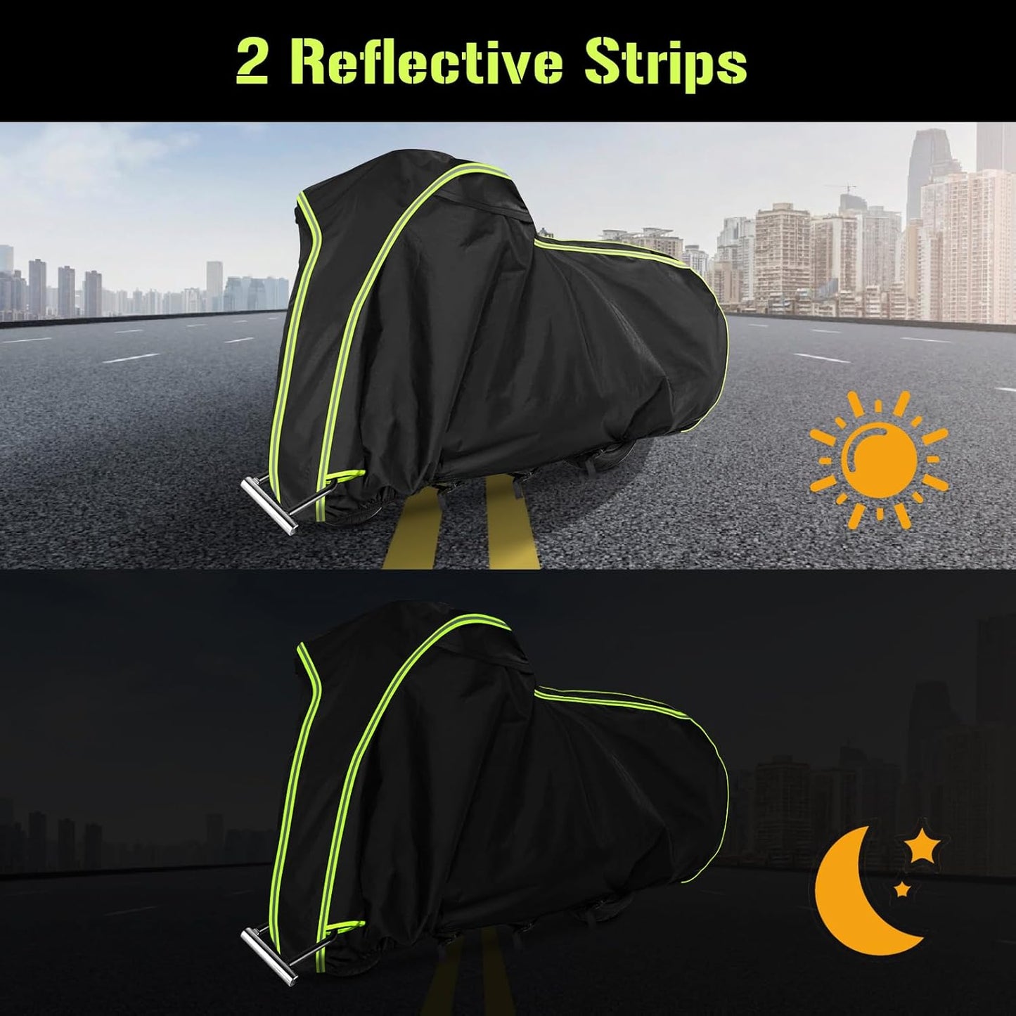 Motorcycle Cover for Honda GL1500 GL1800, Honda Gold Wing 2001-2023 with Trunk Models, All Weather Outdoor Black Protective Cover with Reflective Strips,Vent Holes and Lock Holes (Without top Box)