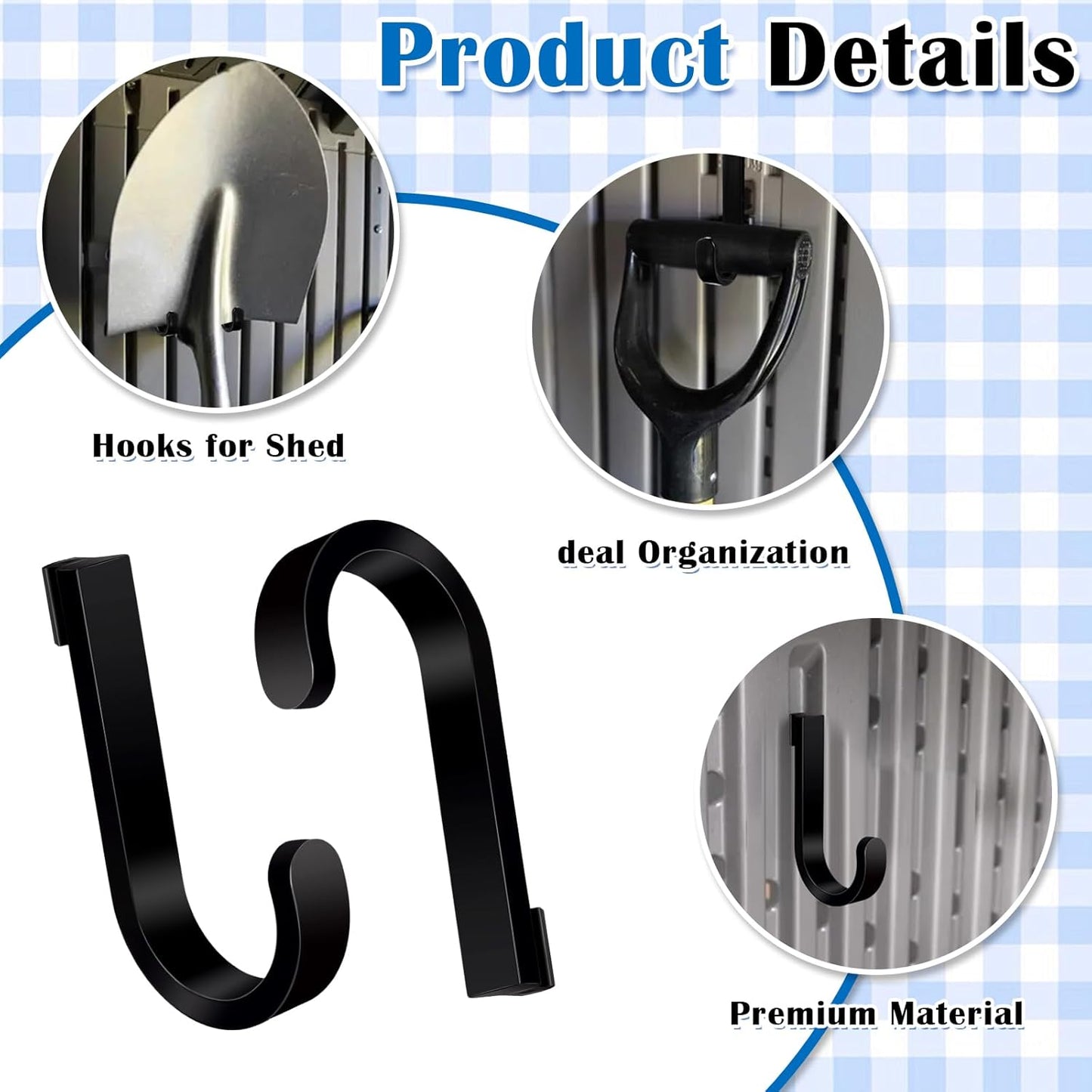 8 Pack Black J Shed Storage Hooks Storage Hooks Compatible with Lifetime Sheds Shed Accessories Organization Parts Hanging Home Office Garage Bathroom Dressing Rooms Wall-Mounted Coat Racks