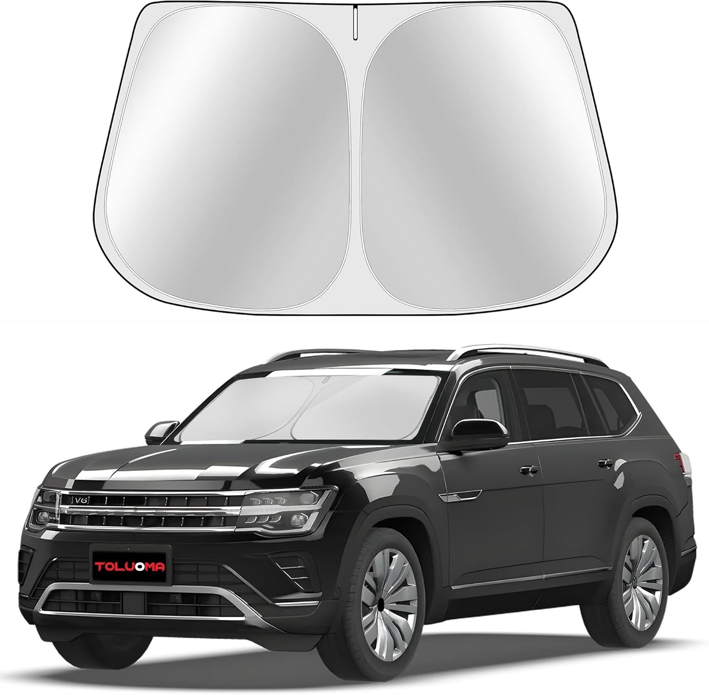 Custom Fit Windshield Sun Shade for Atlas 2018-2025 - Full Coverage, 210T Reflective Fabric, Double-Layer Design - Blocks 99% UV Rays, Keeps Car Cool, Easy to Install and Store