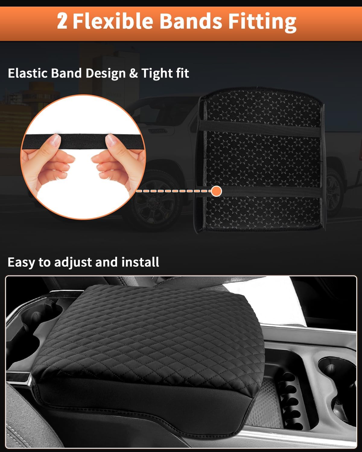 Shademax Custom for Dodge Ram 1500 Center Console Cover, Armrest Cushion Pad Cover for Dodge Ram 1500 2500 3500 Accessories 2019-2025 2026 Leather Dodge Ram Console Bucket Seat Protector Anti-Scratch