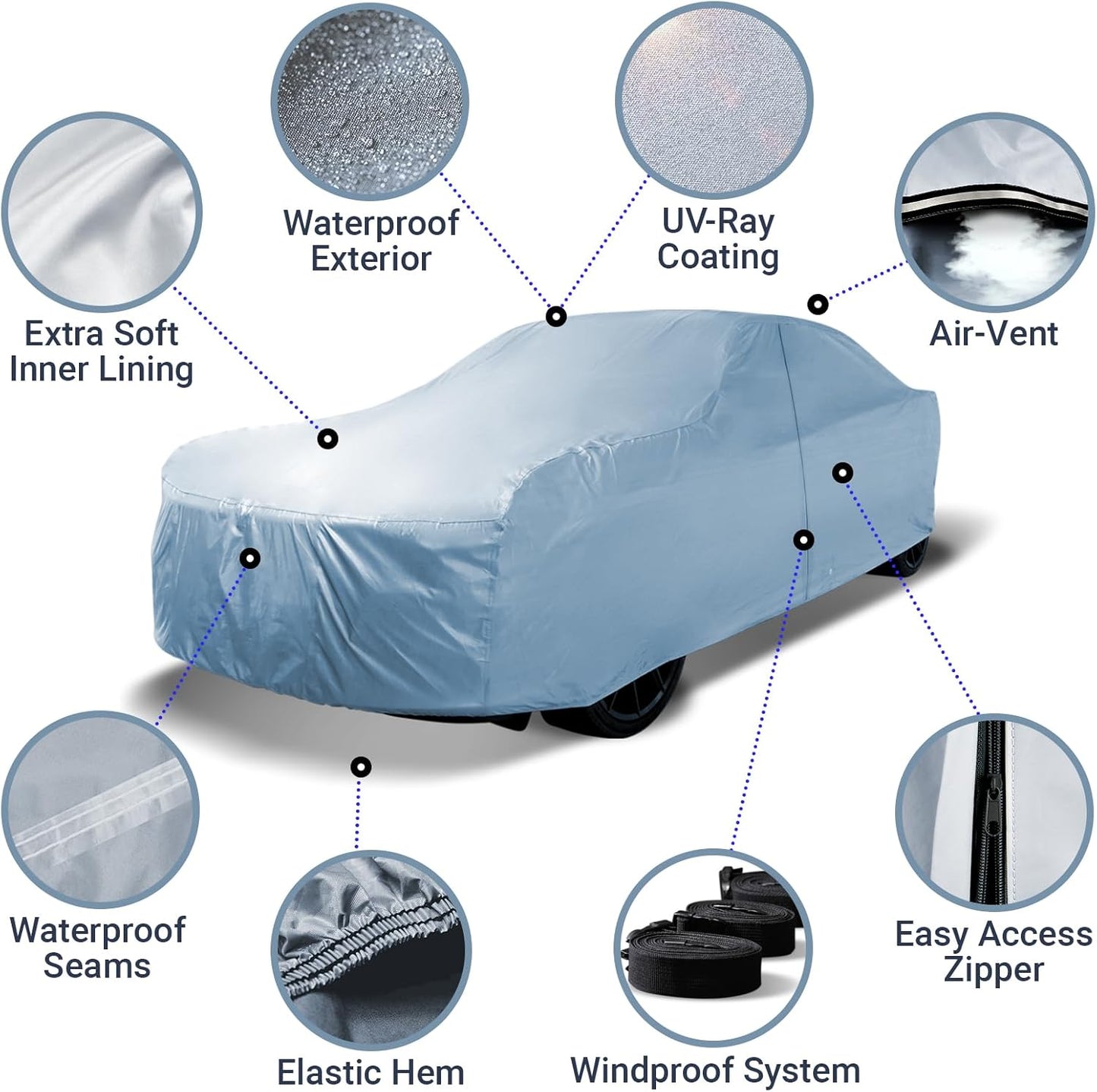 iCarCover Premium Car Cover for 1973-1977 Chevy El Camino Heavy Duty Waterproof All-Weather Automobiles Custom Fit Indoor Outdoor UV Snow Protection Covers with Straps and Bag