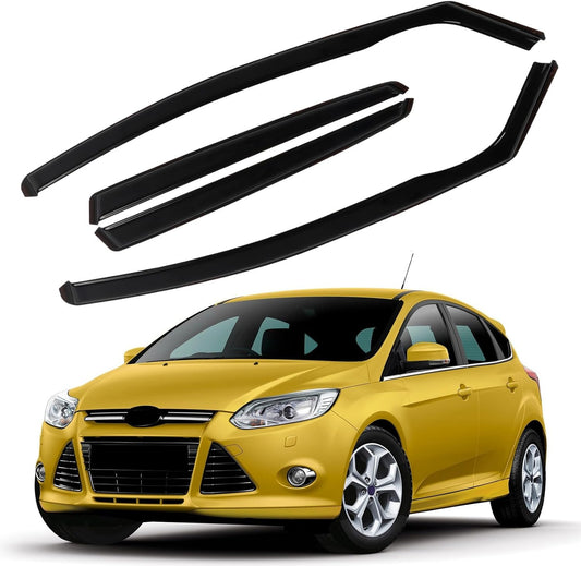 4pcs in Channel Rain Guards Fit for 2012 2013 2014 2015 2016 2017 Ford Focus Hatchback/Sedan, Durable Window Visors Side Wind Deflectors, Vent Shades Visors Shield