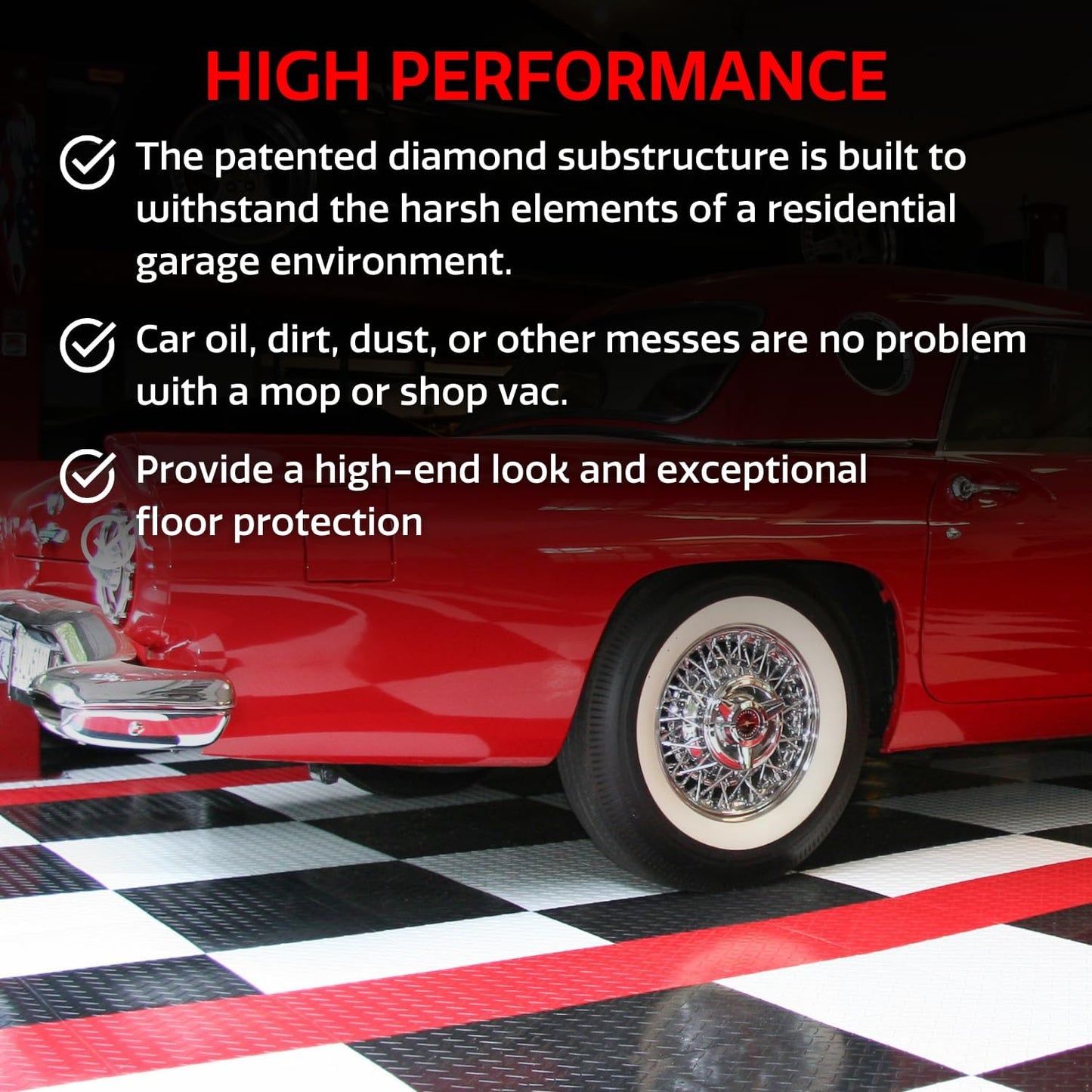 Big Floors RaceDeck Diamond Plate Design, Durable Interlocking Modular Garage Flooring Tile (Royal Blue, 24 Pack of 12 x 12" Tiles)