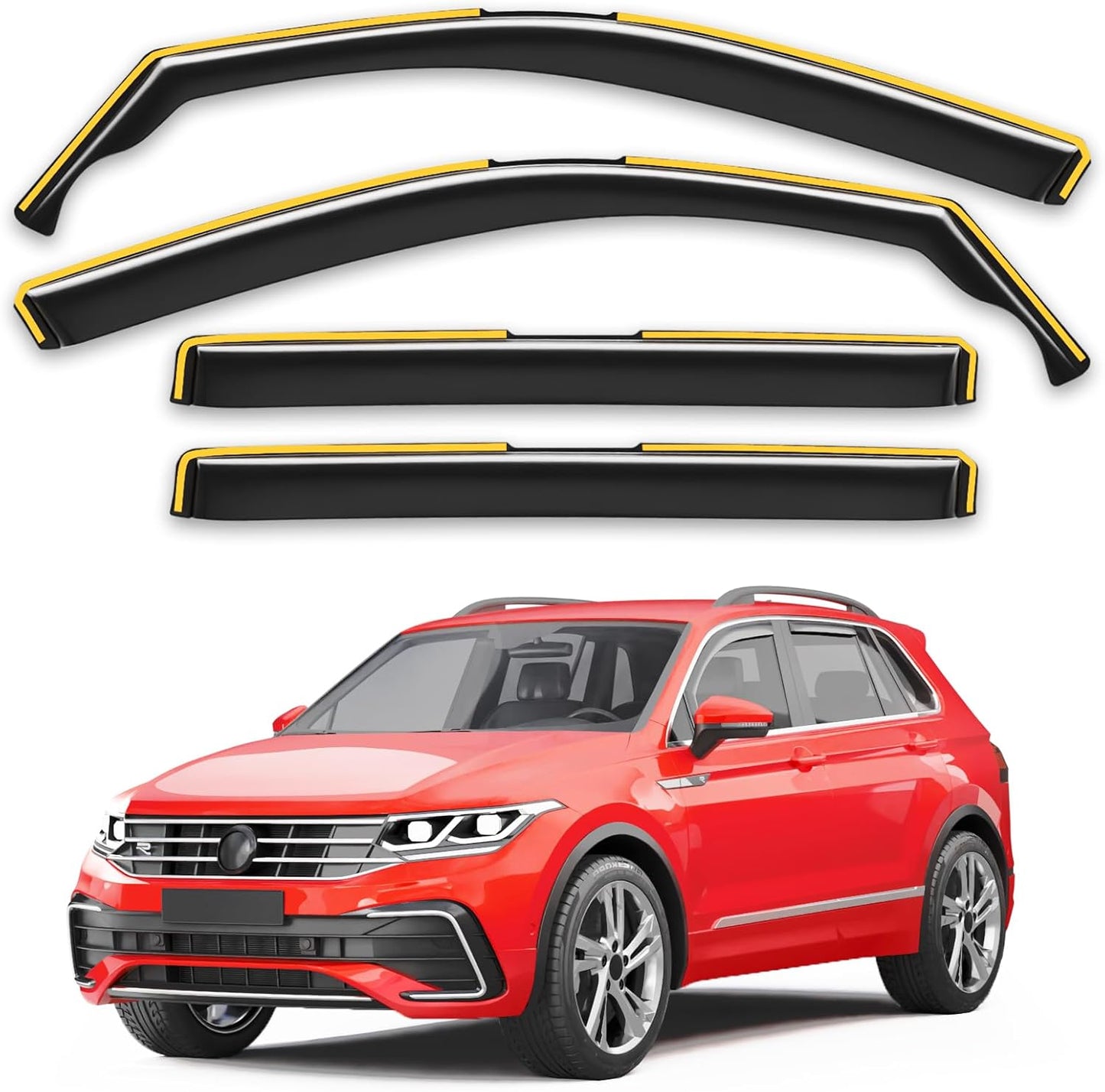 in-Channel Window Rain Guards Fit for Volkswagen Tiguan 2018 2019 2020 2021 2022 2023 2024 2025 Extra Durable Window Deflectors Window Visors Vent Shades Vent Visors Car Accessories-4 pcs Q25