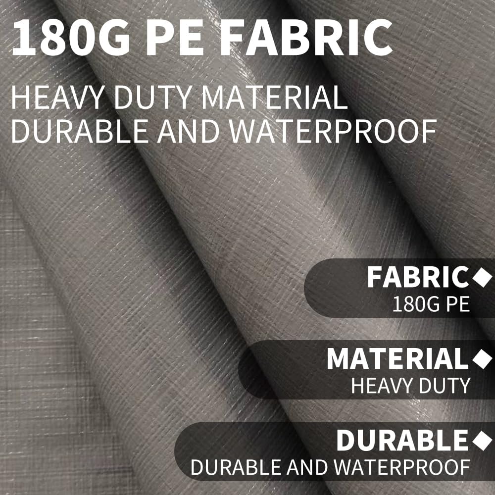 10'x20' Upgraded Carport Replacement Top Canopy Cover for Car Garage Shelter Tent Party Tent with Ball Bungees Grey (Only Top Cover, Frame is not Included)