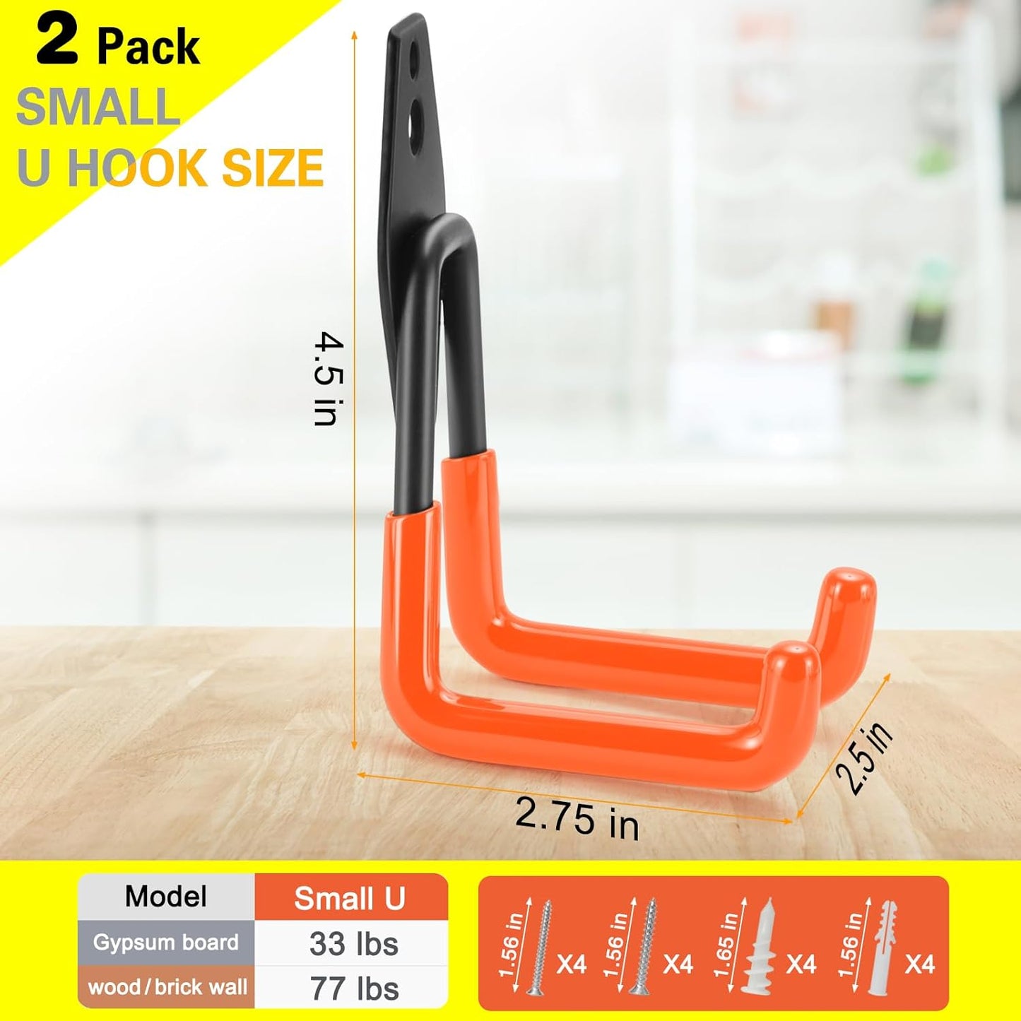 2 Pack Heavy Duty Garage Hooks Storage Organizer Wall Mount Power and Garden Tool Hangers, for Hanging Ladders, Ropes, Hose, Bulk Items