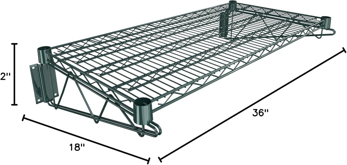 18" x 36" Green Epoxy Wire Wall Mount Shelf