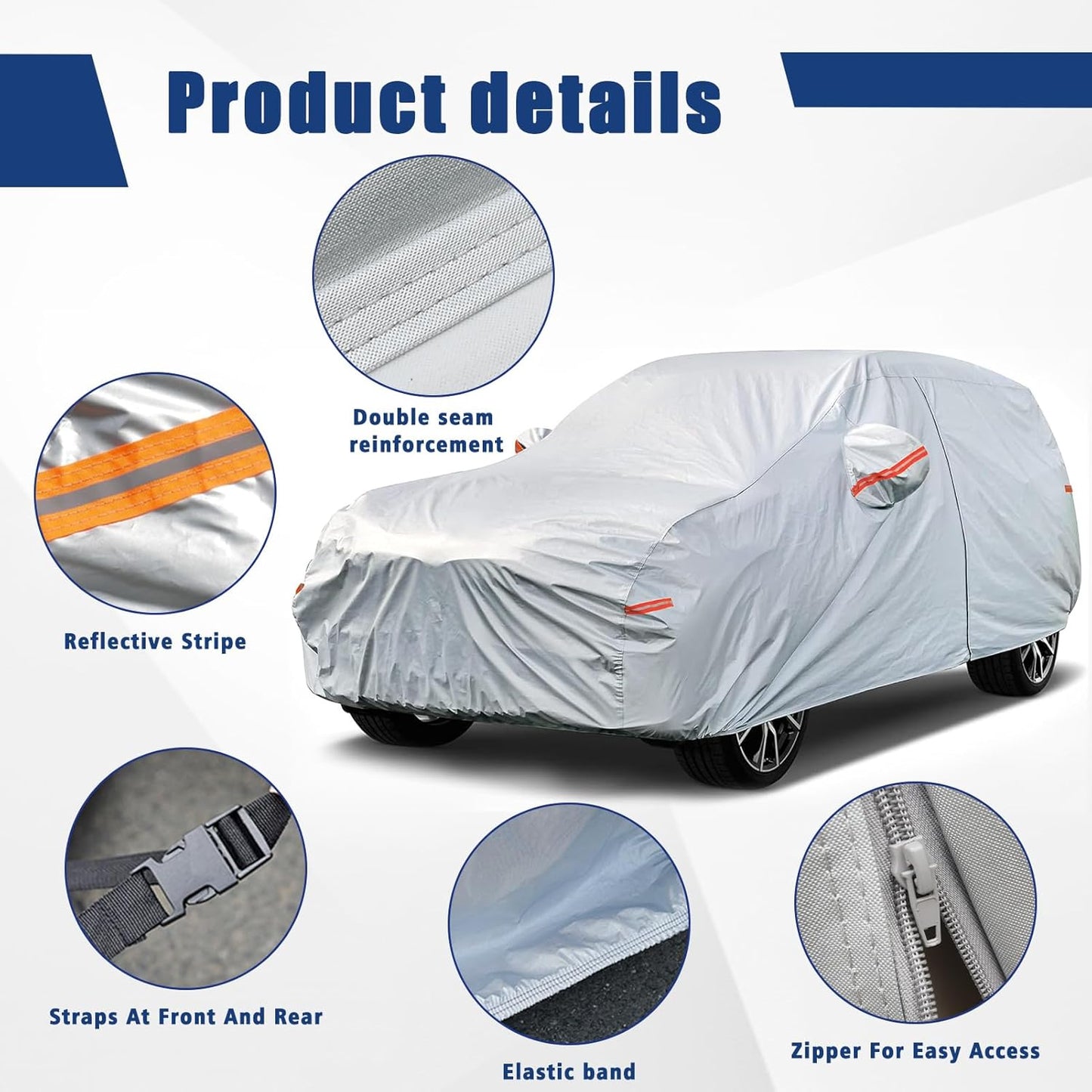 Kayme 6 Layers SUV Car Cover Custom Fit for Buick Envision (2015-2025) Waterproof All Weather for Automobiles, Outdoor Full Cover Rain Sun UV Protection.Silver