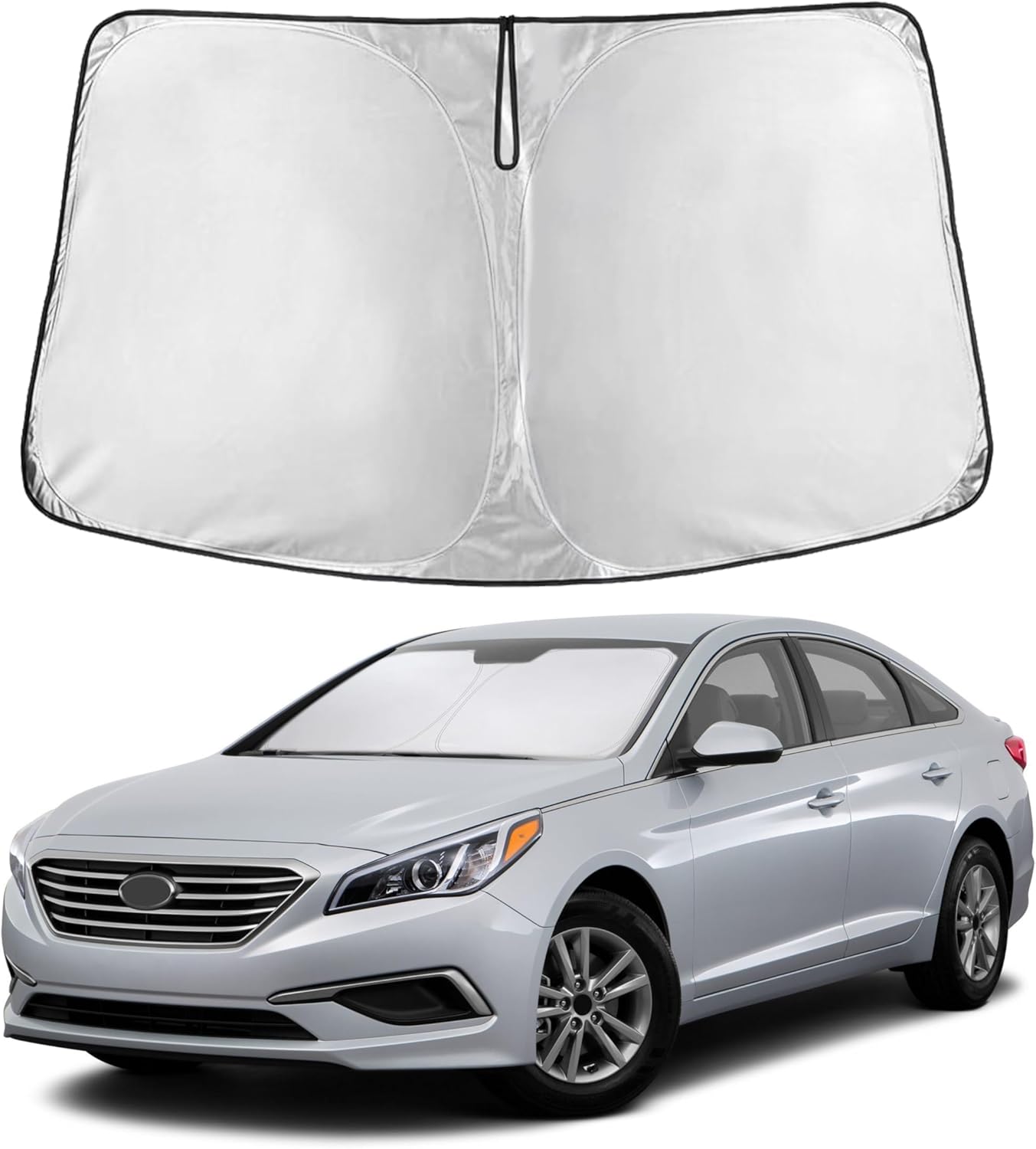Econour Windshield Sun Shade for 2020-2025 Hyundai Sonata Sedan Custom Fit Sunshade Foldable Sun Visor Protector Blocks UV Rays Keep Your Car Cooler