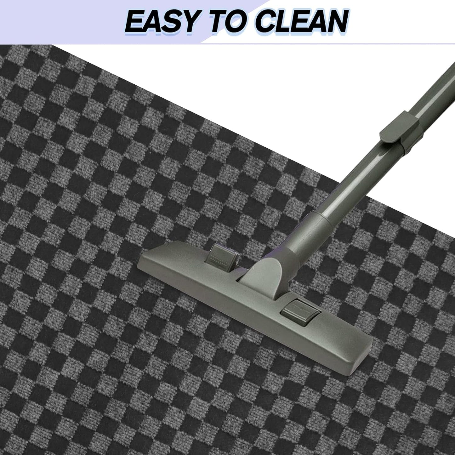 Custom Size Backed Non-Slip Area Rugs Runner, Easy Clean, Waterproof Runner Rugs for Hallway Entryway, Kitchen, Laundry, 4FT x 12FT, Gray Checkered